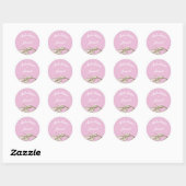 Roze en witte bloemenscript trouwstickers ronde sticker (Vel)