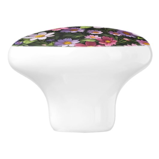 Roze en witte bloementuin keramische knop (Zijkant)