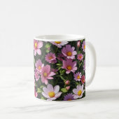 Roze en witte bloementuin koffiemok (Voorkant rechts)