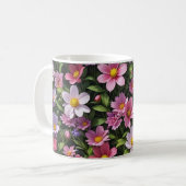 Roze en witte bloementuin koffiemok (Voorkant links)