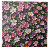 Roze en witte bloementuin tegeltje (Voorkant)