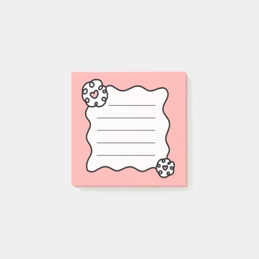 roze en witte bloemhart, golvende plakbriefjes post-it® notes (Voorkant)