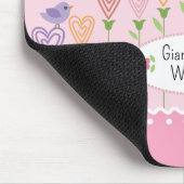 Roze en Witte Bloemhartjes Geborduurd Monogram Muismat (Hoek)