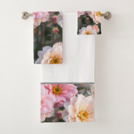 Roze en Witte Bloemige Handdoekenset Bad Handdoek