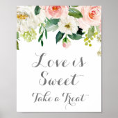 Roze en witte bloemige liefde is het zoete Sign Po Poster (Voorkant)