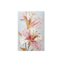 Roze en Witte Bloemige Textuur Abstracte Wandkunst