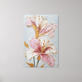 Roze en Witte Bloemige Textuur Abstracte Wandkunst Canvas Afdruk