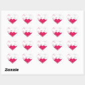 Roze en Witte Bloemige Trouwstickers Hart Sticker (Vel)