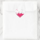 Roze en Witte Bloemige Trouwstickers Hart Sticker (Tas)