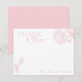 Roze en Witte Bloemige Vlinder Bedankkaart (Voorkant / Achterkant)