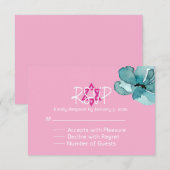 roze en witte Bloemknuppel Mitswa Respons Kaart (Voorkant / Achterkant)