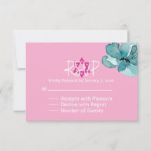 roze en witte Bloemknuppel Mitswa Respons Kaart