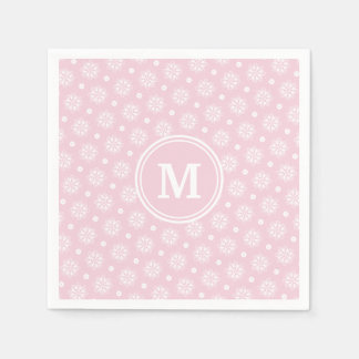 Roze en witte bloemmotief servet