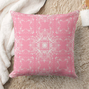 Roze en witte bloemrijke botanische ornament kussen