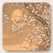 Roze en witte bloesems in Moonlight, Shizan Bier Onderzetter (Voorkant)