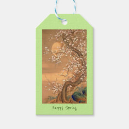 Roze en witte bloesems in Moonlight, Shizan Cadeaulabel