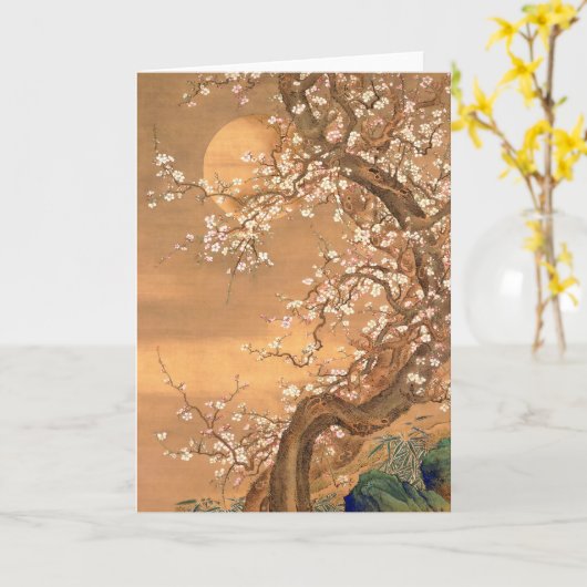 Roze en witte bloesems in Moonlight, Shizan Kaart (Gele Bloem)