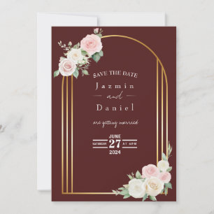 Roze en Witte Bloesems van de Schemerroos Bruiloft Save The Date