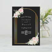 Roze en Witte Bloesems van de Schemerroos Bruiloft Save The Date (Staand voorkant)