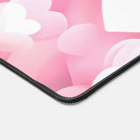 Roze en witte bokeh harten bureaumat (Hoek)