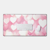 Roze en witte bokeh harten bureaumat (Keyboard & Muis)
