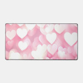 Roze en witte bokeh harten bureaumat (Voorkant)