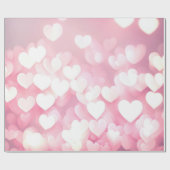 Roze en witte bokeh harten cadeaupapier (Vlak)