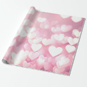 Roze en witte bokeh harten cadeaupapier (Uitgerold)