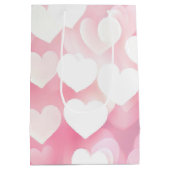 Roze en witte bokeh harten medium cadeauzakje (Achterkant)
