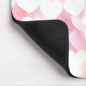 Roze en witte bokeh harten muismat (Hoek)