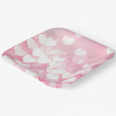 Roze en witte bokeh harten papieren bordje (Gebogen)