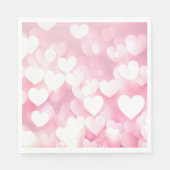 Roze en witte bokeh harten servet (Voorkant)