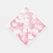 Roze en witte bokeh harten servet (Hoek)