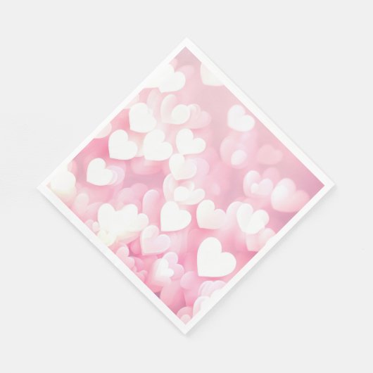 Roze en witte bokeh harten servet (Hoek)