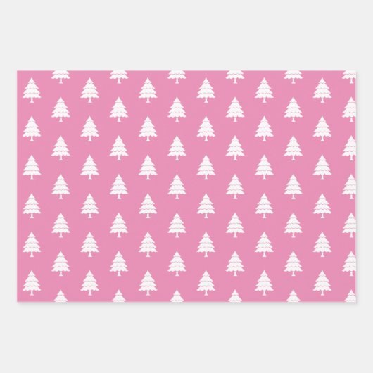 Roze en witte bomen inpakpapier vel (Voorkant 2)