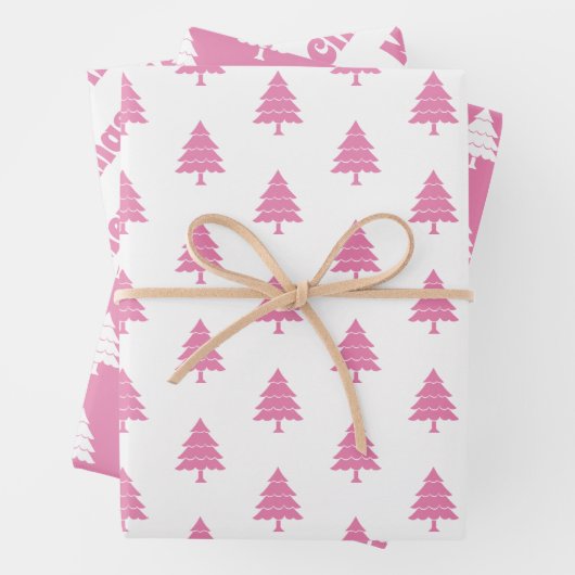 Roze en witte bomen inpakpapier vel (In situ)