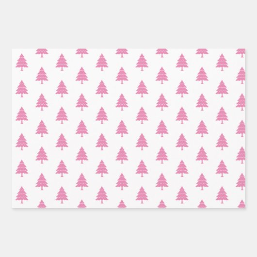 Roze en witte bomen inpakpapier vel (Voorkant)