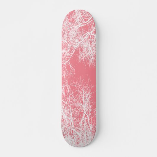 Roze en witte bomen persoonlijk skateboard (Voorkant)