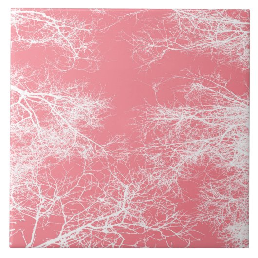 Roze en witte bomen tegeltje (Voorkant)
