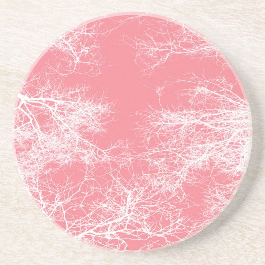Roze en witte bomen zandsteen onderzetter (Voorkant)