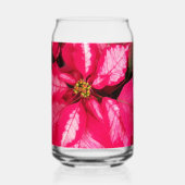 Roze en witte bonte Poinsettia vakantie Blikvorm Glas (Voorkant)