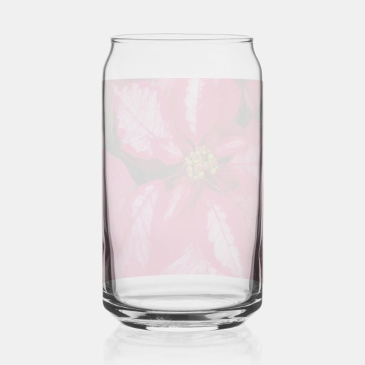 Roze en witte bonte Poinsettia vakantie Blikvorm Glas (Achterkant)