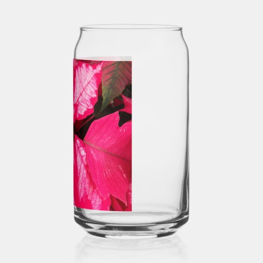Roze en witte bonte Poinsettia vakantie Blikvorm Glas (Links)