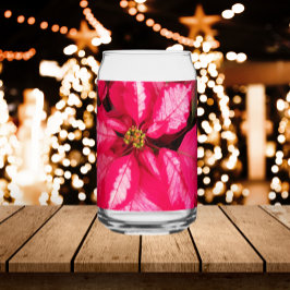 Roze en witte bonte Poinsettia vakantie Blikvorm Glas