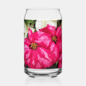 Roze en witte bonte Poinsettias vakantie Blikvorm Glas (Voorkant)