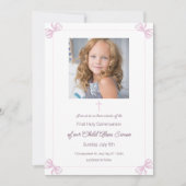 Roze en witte boog Eerste Heilige Communie Kaart (Voorkant)