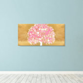 Roze en Witte Boom des Levens in de Hemel Canvas Afdruk (Insitu (Houten vloer))