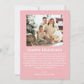 Roze en witte boom patroon foto kerst feestdagenkaart (Achterkant)