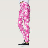 Roze en Witte Borstkanker Bewustzijn Harten Leggings (Links)