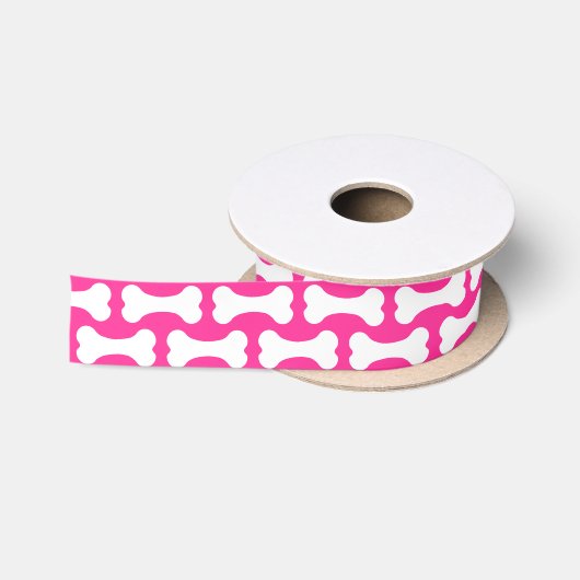 Roze en witte botten satijnen lint (Spoel)